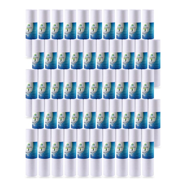50-Pack Sediment Water Filter Cartridges – 10" x 2.5", 5 Micron for RO Systems