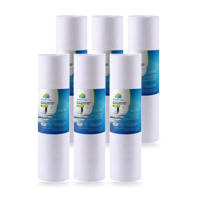 CFS Sediment Water Filter Cartridges 6-Pack – 2.5" x 10" – 5 Micron – Whole House & Reverse Osmosis – Fits SDC-25-1005