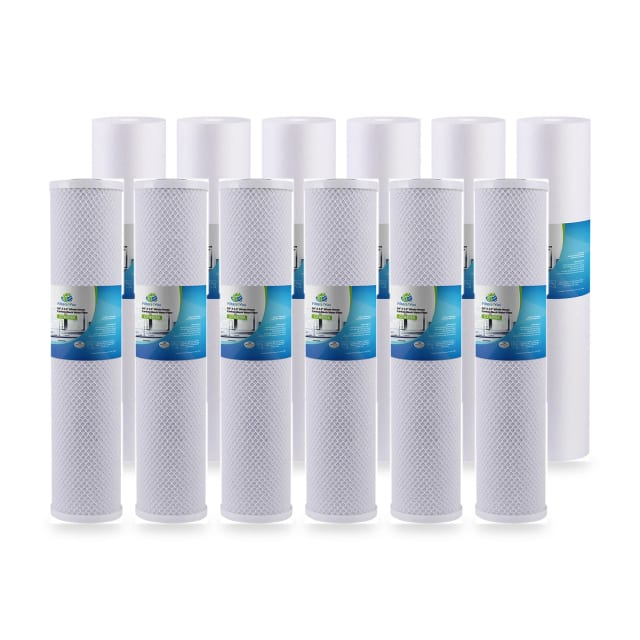 6-Pack Big Blue 20" x 4.5" CTO Carbon Block Filters + 6-Pack Big Blue 20" x 4.5" Sediment Filters