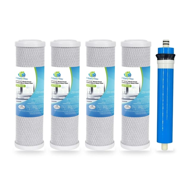 Fits GE FX12P / FX12M – RO Pre & Post Filter Set with 50 GPD Membrane, Set of 5 Filters