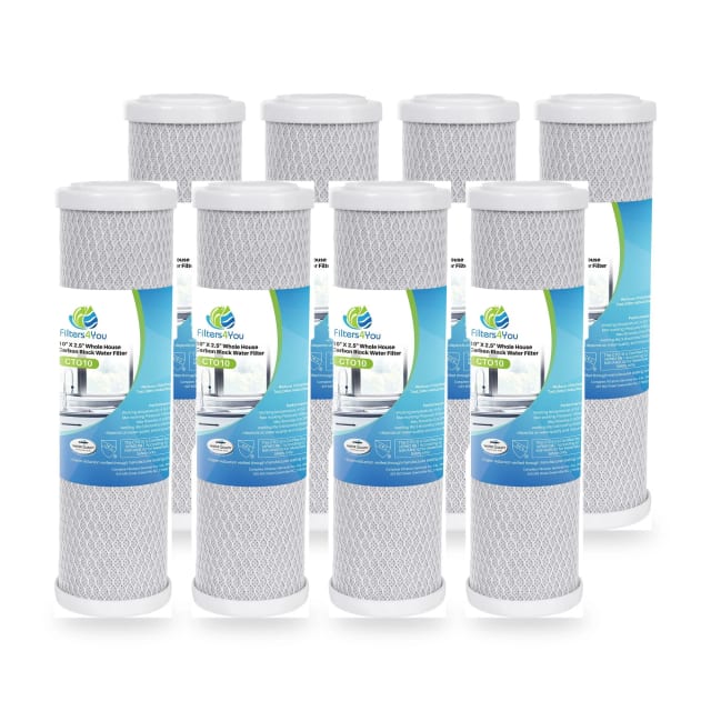 Filters4You 8-Pack Whole House Water Filter Cartridge Kit | Compatible with T01-SS, WFPFC8002, WFPFC9001, FXWTC, SCWH-5, WHCF-WHWC, CTO10 | 10” x 2.5” Sediment Filtration
