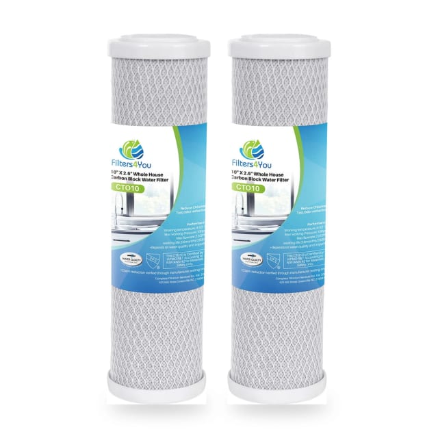 CFS Compatible with WFPFC8002, WFPFC9001, FXWTC, SCWH-5, WHEF-WHWC, WHCF-WHWC, CTO10, T01, C1 Carbon Filter Cartridge, 9-3/4" x 2-1/2", 5 Micron 2-Pack