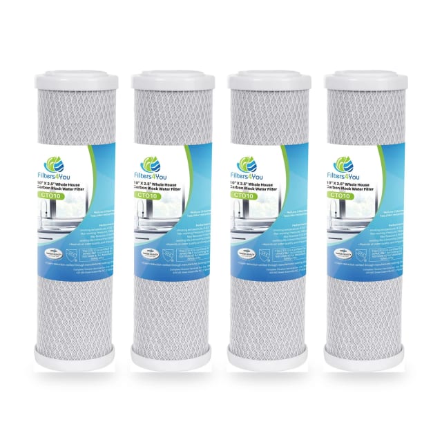 Fits Pentek ChlorPlus 10 Carbon Block Filter Cartridges, 10" x 2-1/2", 1 Micron – 4 Pack