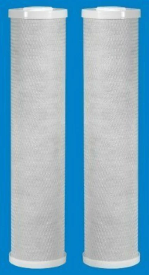 2-pack Big Blue coconut shell carbon block water filters, 5 micron, 20 x 4.5 inches