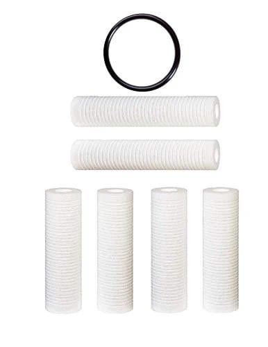 6-pack grooved sediment whole house water filter cartridges with O-ring, 5 micron, compatible with WHKF-GD05 and 3M AP110 models