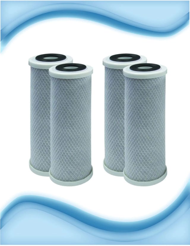 4-pack carbon block whole-house replacement filter cartridges, 1 micron, compatible with standard 10-inch carbon block housings