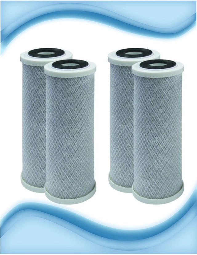 4-pack carbon block water filter cartridges, 10 x 2.5 inches, compatible with 42-34373 and EP-10 models