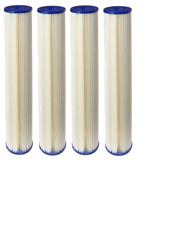 4-pack pleated sediment water filter cartridges, 5 micron