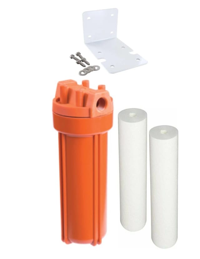 10-inch whole house hot water sediment post-filter system with 3/4-inch NPT connections
