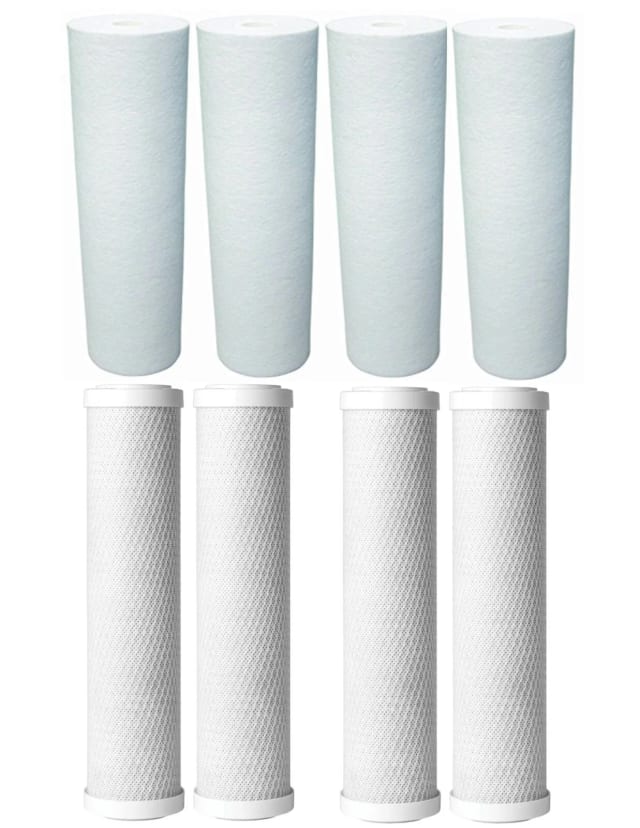 8-pack Big Blue CTO carbon block and sediment replacement filter cartridges, 20 x 4.5 inches