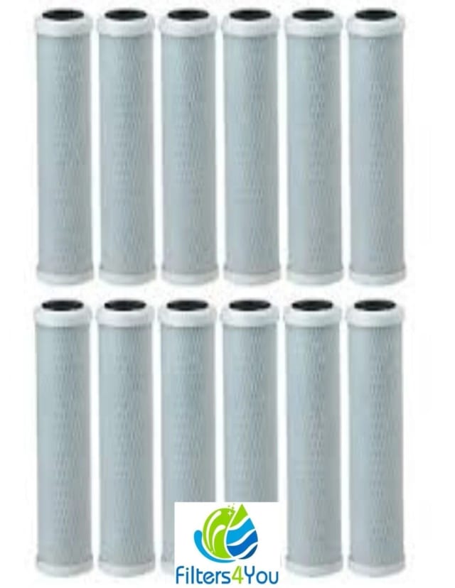 12-pack of 20 x 2.5 inch carbon block water filters, commercial-grade for whole house RO systems