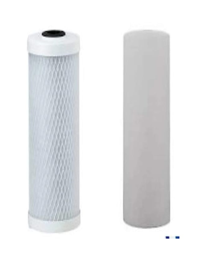 2-pack replacement RO filter kit with carbon block and polypropylene sediment cartridges, compatible with Watts WP-2 LCV RO system, white