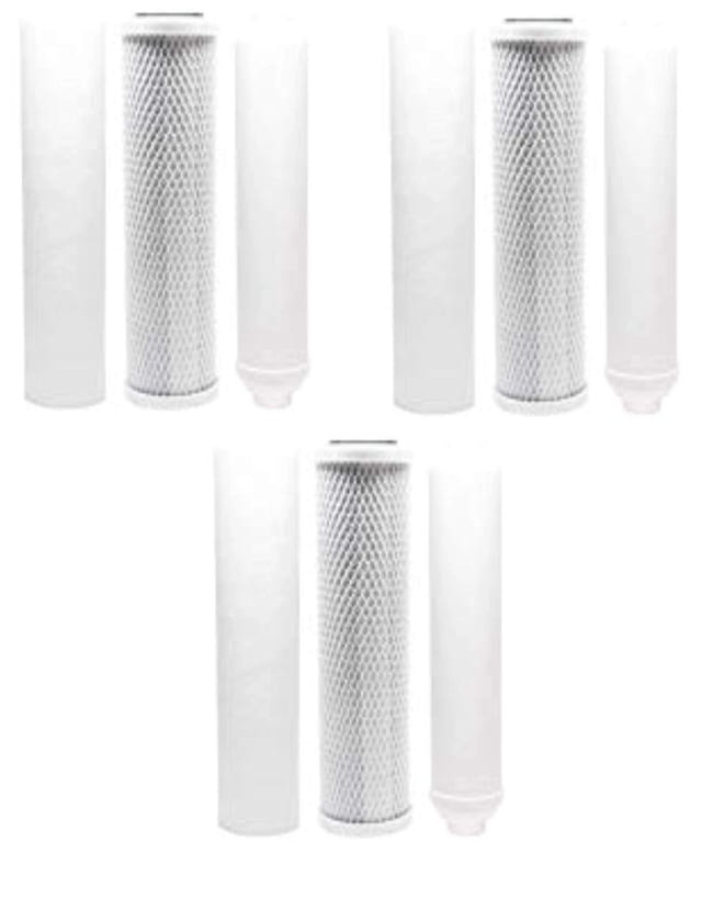 3-pack water filter kit with carbon block, sediment, and inline cartridges, compatible with Rainsoft 9596 RO systems