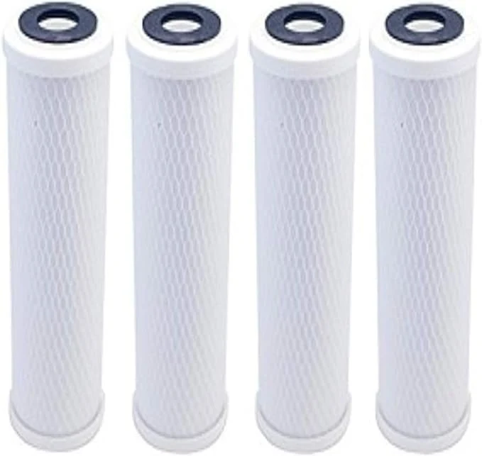 4-pack carbon block water filter cartridges, compatible with Ecosoft countertop water filter systems