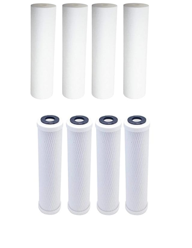 4-piece water filter kit with sediment and carbon block cartridges, compatible with WHKF-DWH whole house systems