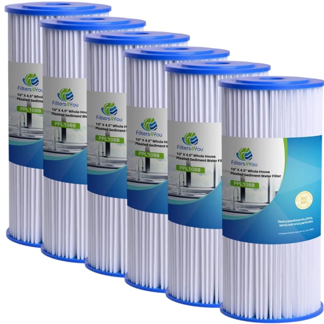 6-pack pleated cellulose-polyester filter cartridges, 5 micron, 20 x 4.5 inches, compatible with 155101-43 R30-BB models