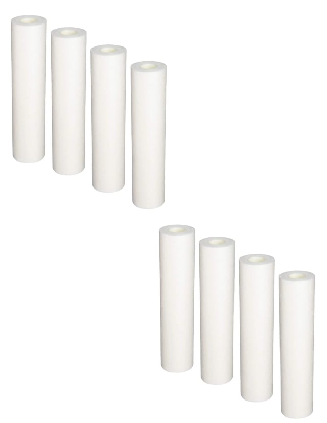 8-pack polypropylene sediment filter cartridges, 10 inches, 5 micron, compatible with Watts 500221 Full Flow whole-house filters