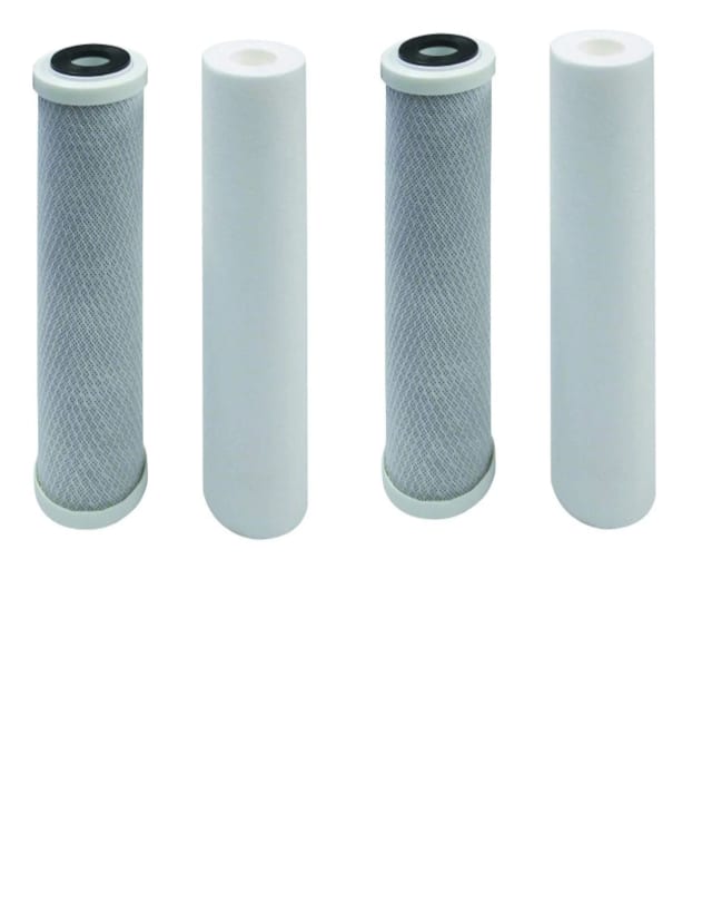 4-pack replacement filter kit with carbon block and polypropylene sediment filters, compatible with Watts WP-2 LCV RO system