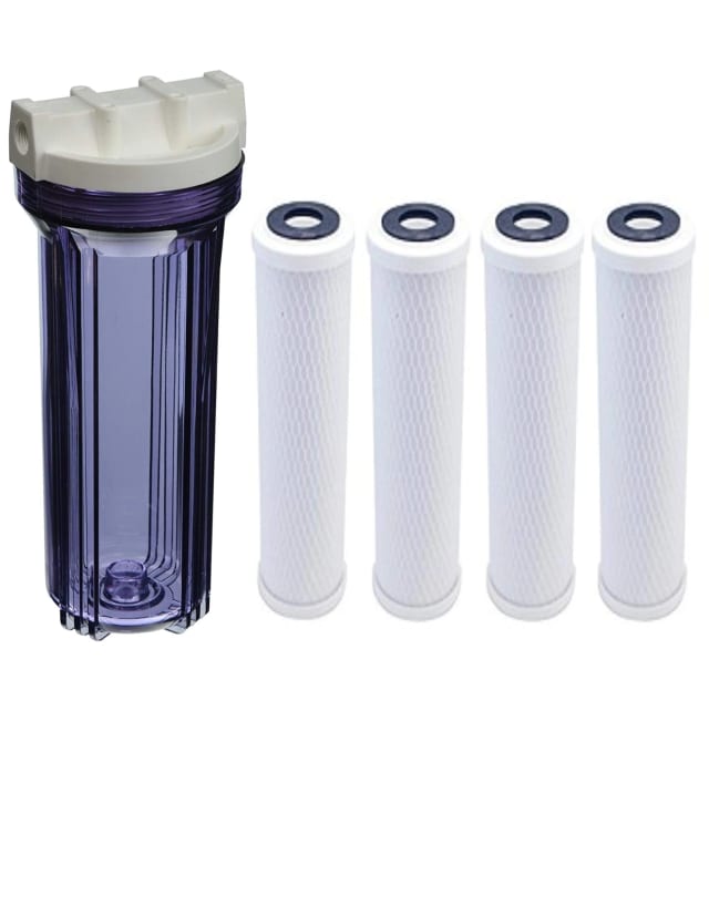 CFS 10" Water Filter Set – 5 Pack – Housing & Carbon Cartridges – Fits 10CLW12