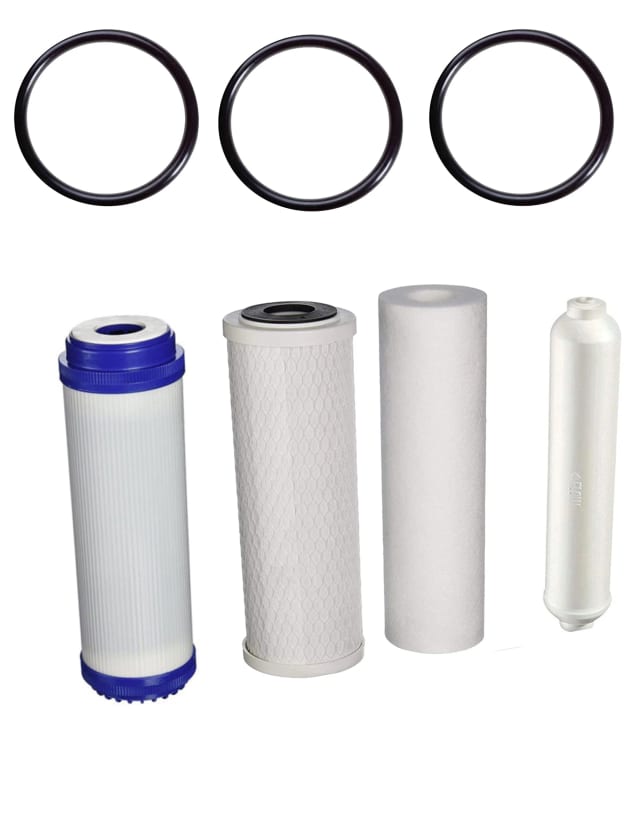 CFS 6 Stage RO Water Filter Set – 4 Pack with 3 O-Rings – 2.5" x 10" – Fits HX-RO Models