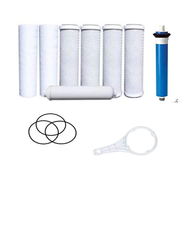 Annual reverse osmosis replacement kit with membrane, O-rings, and wrench, compatible with Watts Premier RO-TFM-5SV, WP-ST6DM, WP-5, and WP5-50 systems