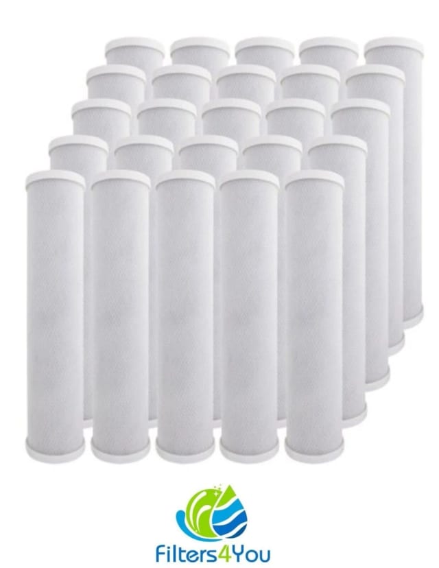 25-pack coconut shell CTO carbon block water filters, 10 x 2.5 inches, for RO and whole house systems
