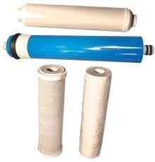 CFS – 4 Pack Replacement Water Filter Set includes Sediment, Carbon Block, GAC Inline Cartridges & Membrane Compatible with 10” Reverse Osmosis Models – Under Sink Reverse Osmosis Replacement Kit