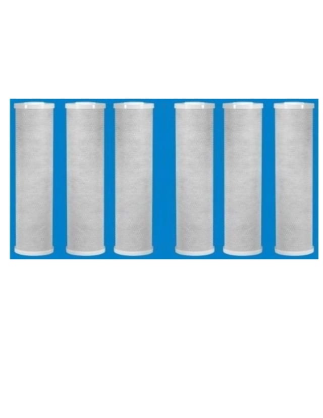 6-pack coconut shell carbon block CTO water filter cartridges, 5 micron, 10 inches