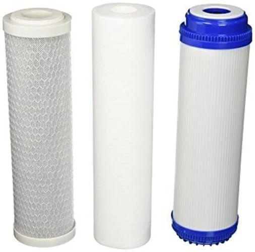 3-piece reverse osmosis replacement filter set with sediment, GAC, and CTO cartridges