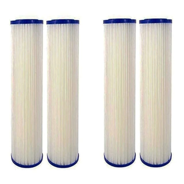 4-pack pleated sub-micron (0.35) post-filter cartridges for whole house water filter systems, white