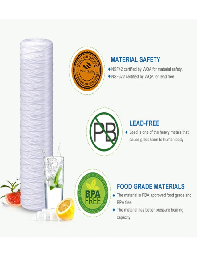 CFS – 4 Pack String Wound Sediment Water Filter Cartridges Compatible with American Plumber W5W Models – Whole House Replacement Filter Cartridge – 5 Micron – 9-7/8"x2-3/8"