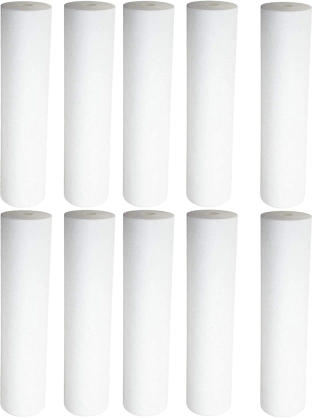 10-pack polypropylene sediment filter cartridges, 10-inch, 5 micron, compatible with AP101T whole house water filters