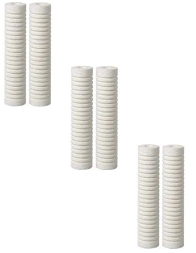 6-pack grooved sediment water filter cartridges, 5 micron, 2.5 x 9.75 inches, compatible with WHKF-GD05 and AP110 models