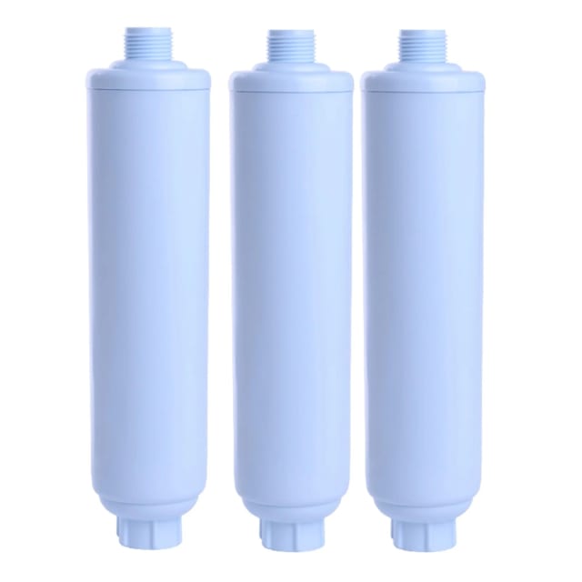 3-pack inline RV water filters, compatible with WCBCS-975-RV and 40043 models, GAC and KDF filtration media