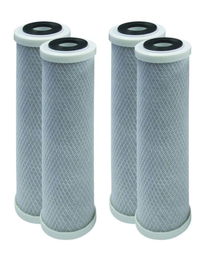 4-pack solid block activated carbon water filter cartridges, 10 inch, 5 micron, compatible with Watts MAXETW-975 models