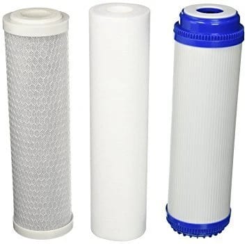 3-pack whole house replacement water filter set with CTO, GAC, and sediment cartridges, 5 micron