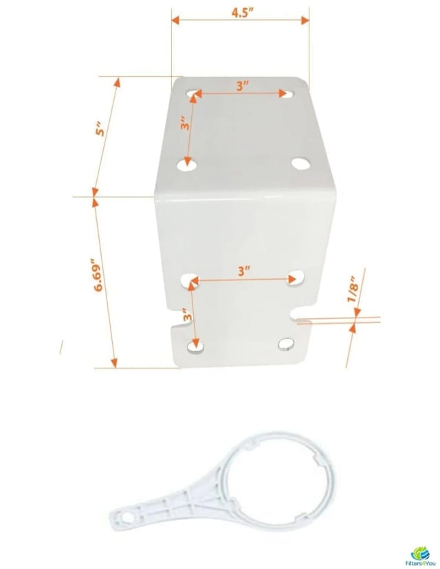 Mounting bracket and wrench set for Big Blue 10-inch and 20-inch filter housings