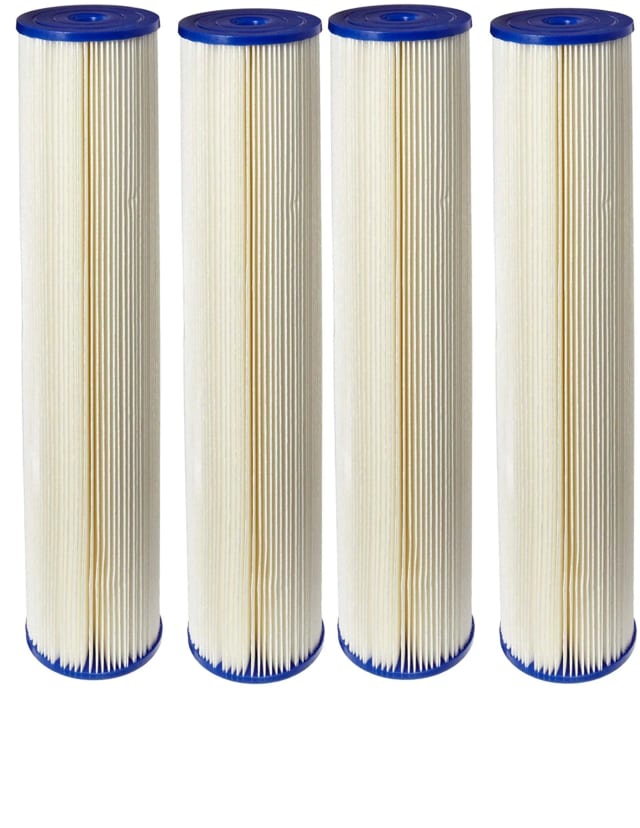 4-pack pleated cellulose-polyester filter cartridges, 5 micron, 20 x 4.5 inches, compatible with ECP5-20BB models