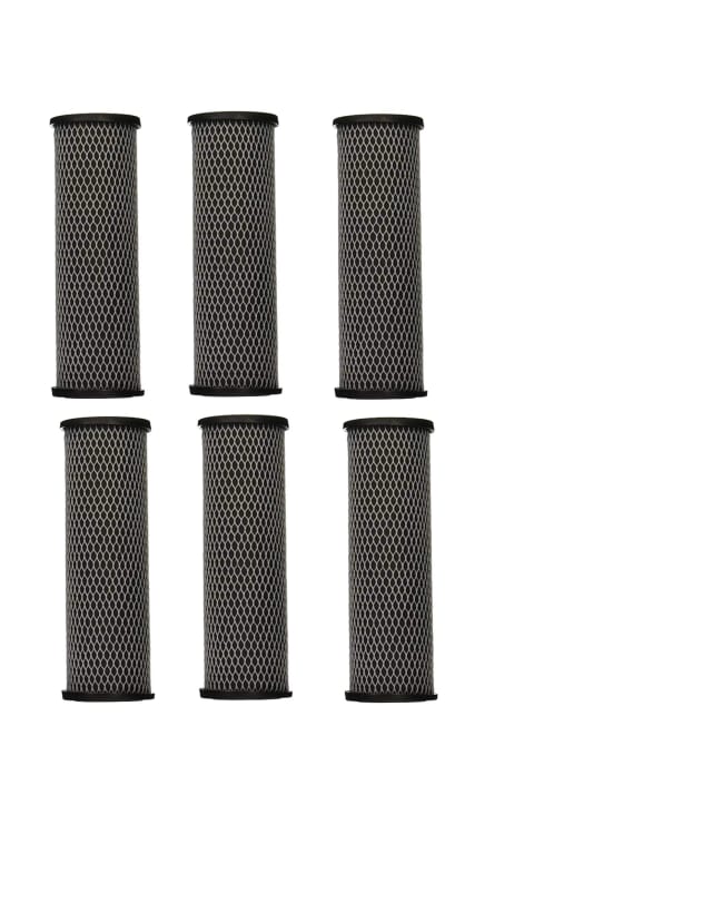 6-pack carbon water filter cartridges, 9.75 x 2.5 inches, compatible with C-1 models