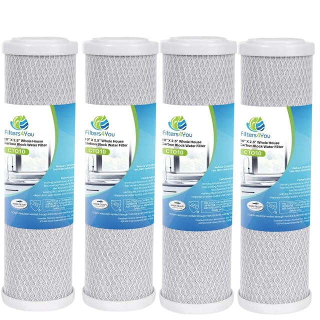 Carbon block water filter cartridges that reduce taste and odor, compatible with GE GXWH04F, GXWH20F, GXWH20S, and GXRM10 whole house models