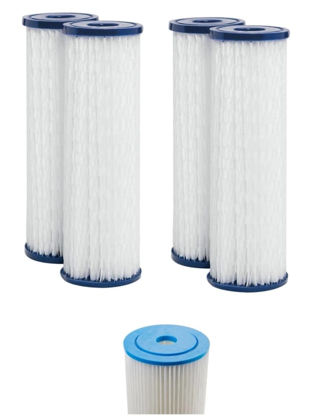 4-pack pleated polyester sediment water filter cartridges, 20 micron, standard 2.5 x 10 inches