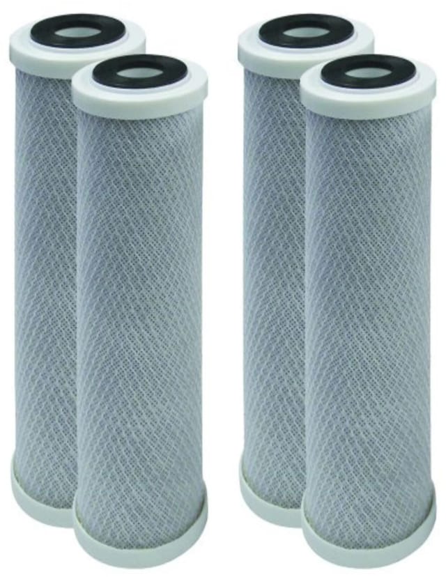 4-pack activated carbon block water filter cartridges, fits 10-inch standard housings