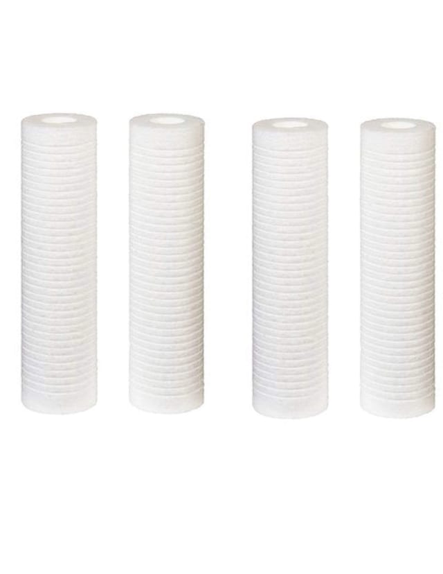 4 pack grooved sediment water filter cartridges, 5 micron, 10 x 2.5 inch, compatible with SGC-25-1005 and AP110