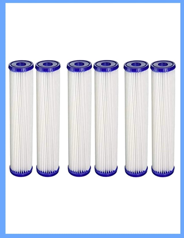 6-pack universal pleated whole-house water filter cartridges, 30 micron, compatible with 3WH-STDPL-F02 models