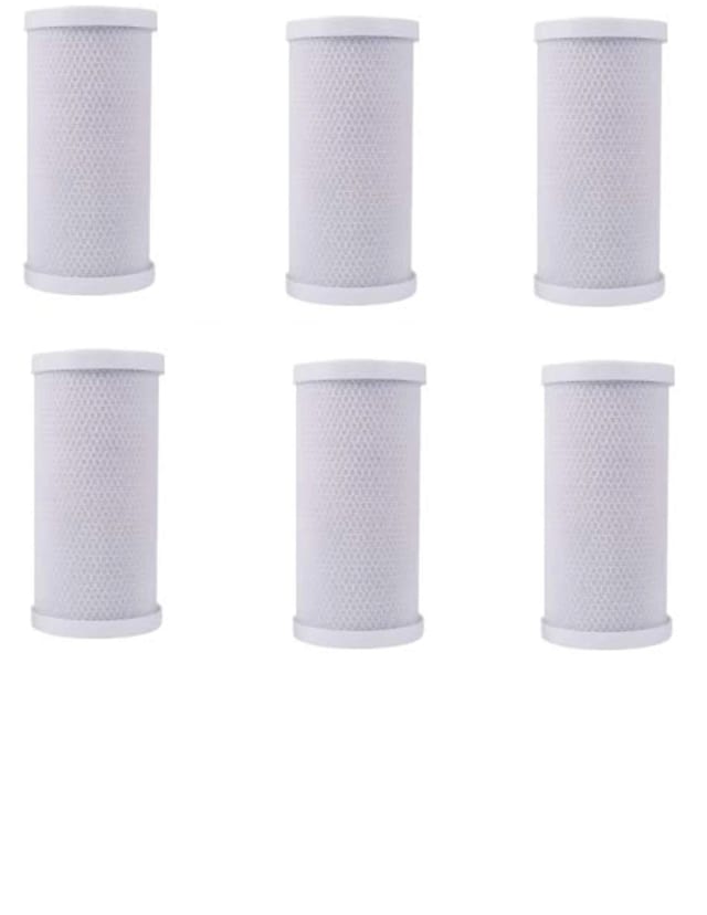 6-pack carbon block water filters, 10 micron, 10 x 4.5 inches, compatible with Pentek EPM-BB models