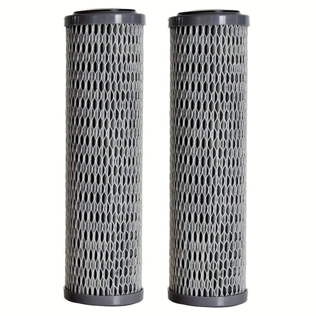 2-pack universal carbon filters for whole house and RV water systems, standard capacity, gray, compatible with CUF1252