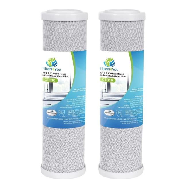 2-pack activated carbon block whole house water filter cartridges, 10 inches, compatible with WaterPur CCI-10-CLW models