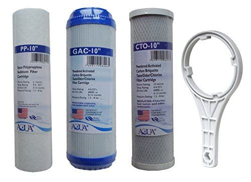 Universal reverse osmosis replacement filter set of 3 cartridges, including sediment stage