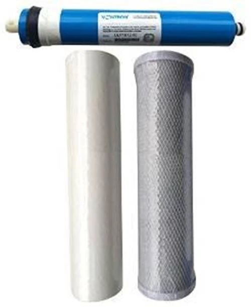3-stage reverse osmosis replacement filter set with 75 GPD membrane, sediment and carbon block stages