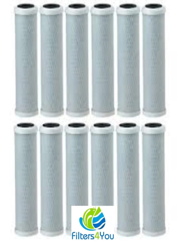 12-pack coconut shell carbon block water filters, 20 x 2.5 inches, 5 micron